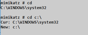 Changing directory in Mimikatz